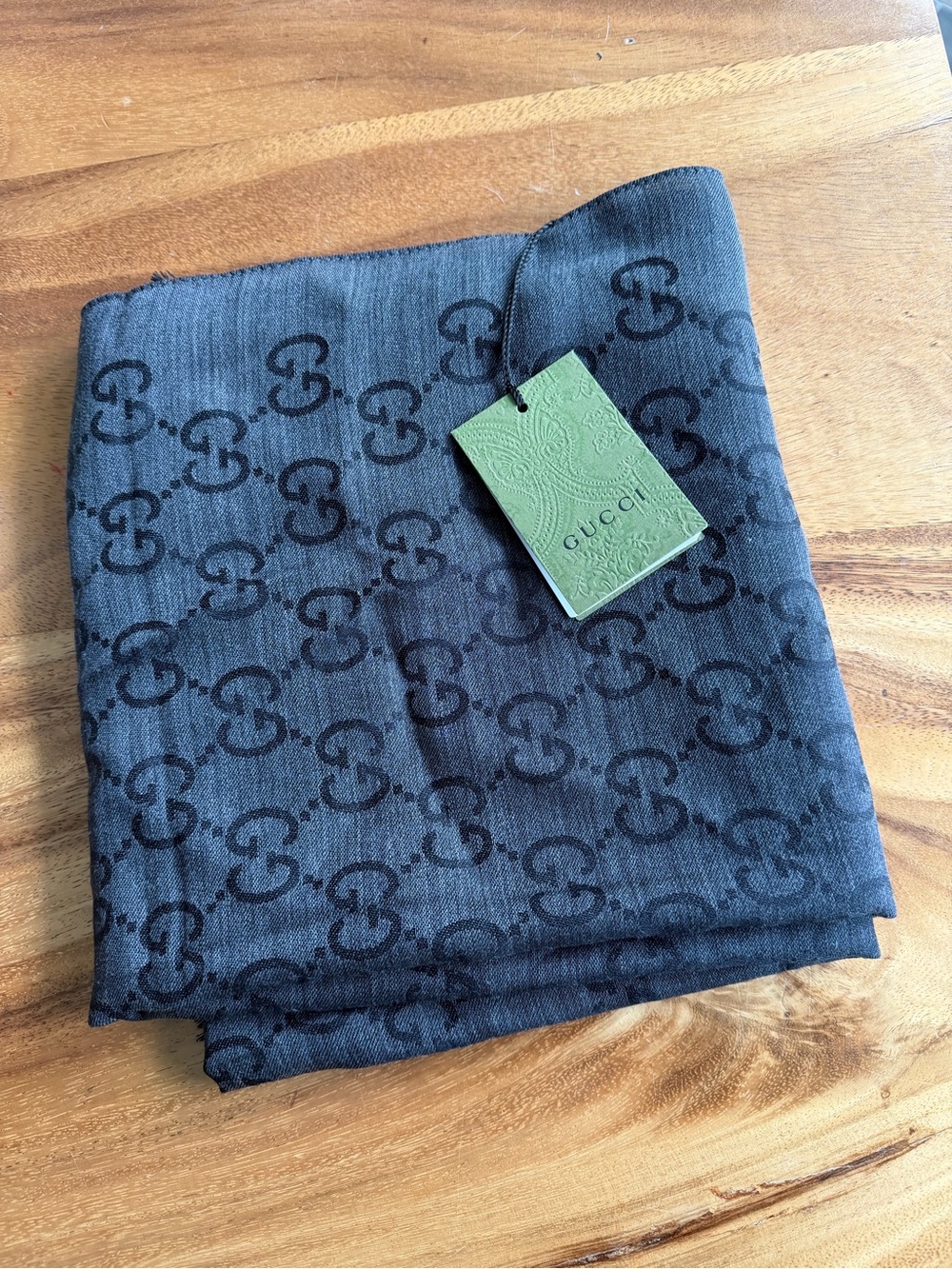 Gucci Black GG monogram scarf NWT